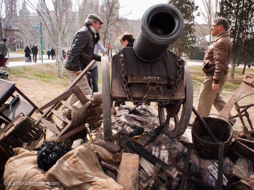 La arboleda de Macanaz ha sido el lugar de celebraciones este año. El fin de semana como campamento de los "combatientes" en los Sitios de Zaragoza.
