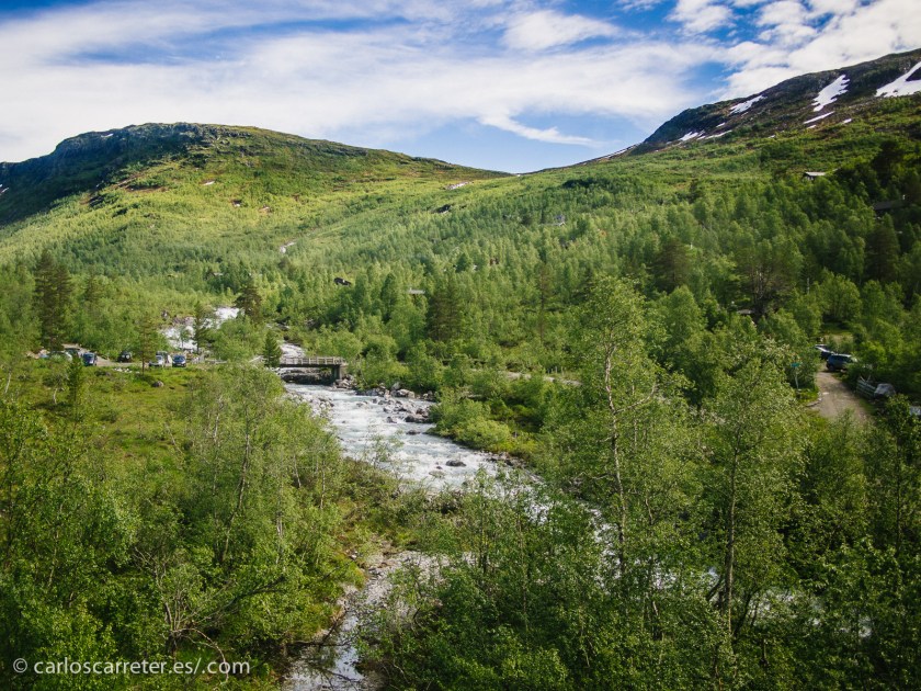 No hay que asustarse, que no demasiado lejos de esas nieves encontramos el verano noruego en todo su verde esplendor.